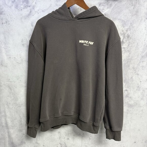 White Fox Vol 3 Hoodie Sweatshirt Womens M/L 24.5x26 Gray Puff Print - Picture 1 of 12